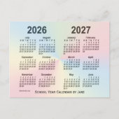 2026-2027 Rainbow Cloud School Calendar by Janz ポストカード (正面)