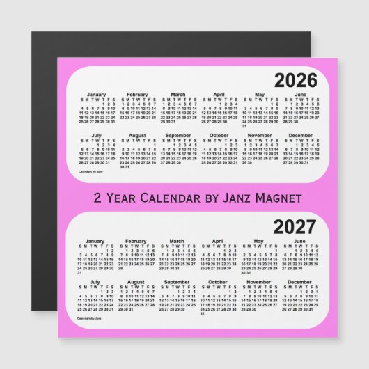 2026-2027 Violet 2年カレンダーby Janz Magnet (正面/裏面)