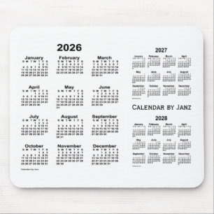 2026-2028白Janz著3年のカレンダー マウスパッド