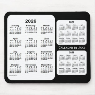 2026-2028 Janzによる白黒3年カレンダー マウスパッド