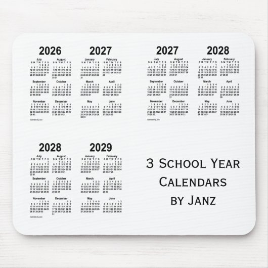 2026-2029白3学年カレンダーby Janz マウスパッド (正面)