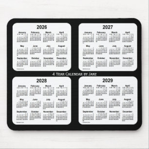2026-2029 Janzによる白黒4年カレンダー マウスパッド