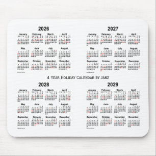 2026-2029 Janz著白い休日のカレンダー マウスパッド