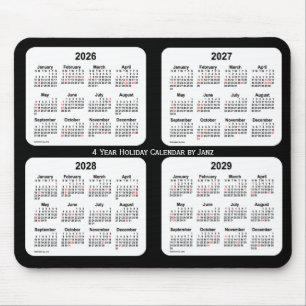 2026-2029 Janz著白黒休日のカレンダー マウスパッド