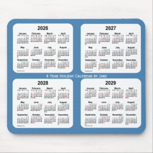 2026-2029 Janz著鋼色の休日のカレンダー マウスパッド