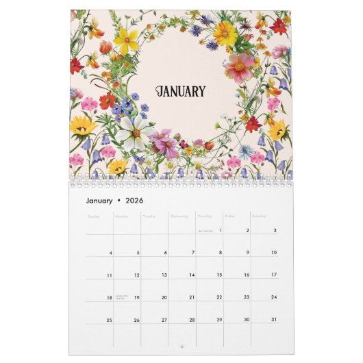 2026 A Year of Flowers - Wall Calendar カレンダー (1月 2026)