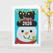 2026 Add a Year New Year Snowman カード (黄色い花)