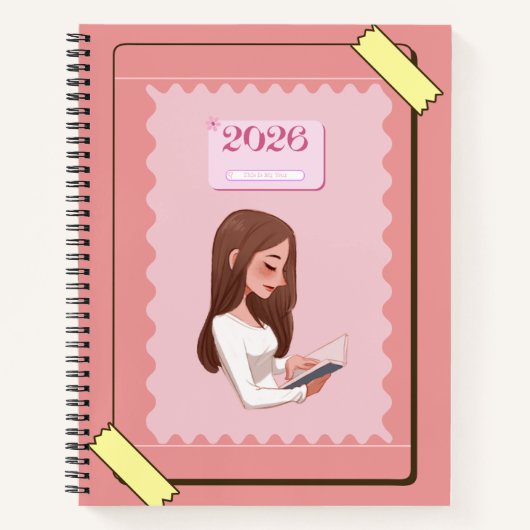 2026 Aesthetic Journal Notebook – Pastel Pink Cute ノートブック (正面)