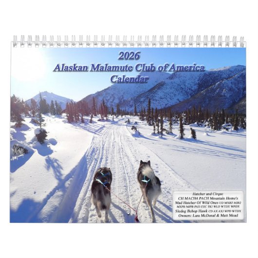 2026 Alaskan Malamute Club of America Calendar カレンダー (カバー)