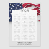 2026 American Flag Patriotic Mini Calendar Magnet (正面)