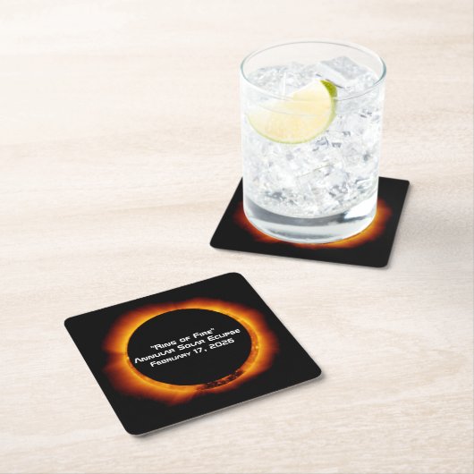 2026 Annular Ring of Fire Solar Eclipse スクエアペーパーコースター (インサイチュ)