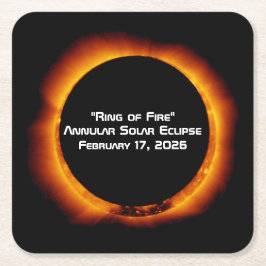 2026 Annular Ring of Fire Solar Eclipse スクエアペーパーコースター