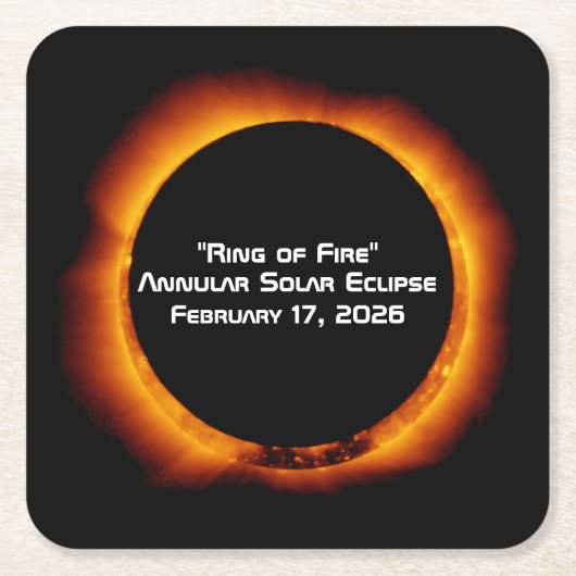 2026 Annular Ring of Fire Solar Eclipse スクエアペーパーコースター (正面)