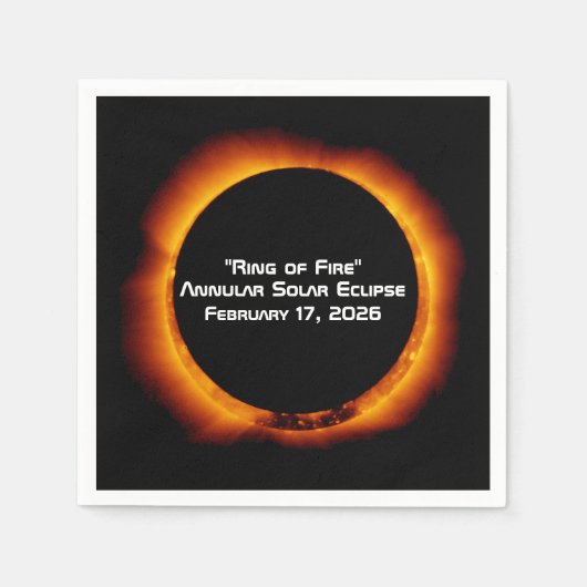 2026 Annular Ring of Fire Solar Eclipse スタンダードカクテルナプキン (正面)