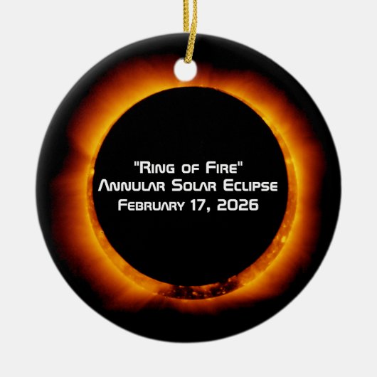 2026 Annular Ring of Fire Solar Eclipse セラミックオーナメント (正面)