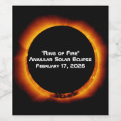 2026 Annular Ring of Fire Solar Eclipse ワインラベル (シングルラベル)