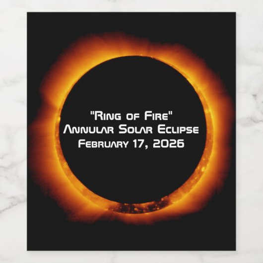 2026 Annular Ring of Fire Solar Eclipse ワインラベル (シングルラベル)