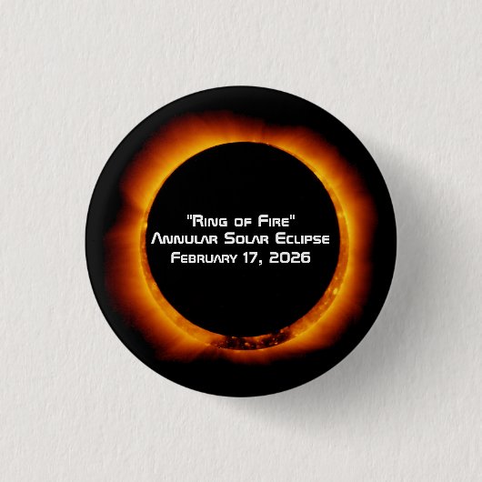 2026 Annular Ring of Fire Solar Eclipse 缶バッジ (正面)