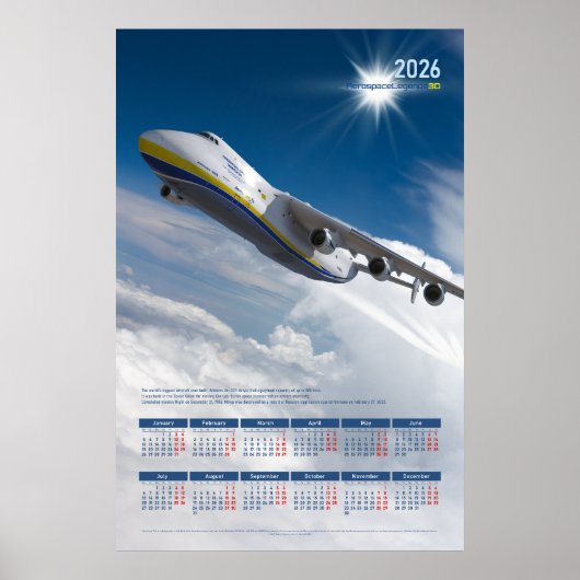 2026 Antonov An-225 Mriya Tribute Poster Calendar ポスター (正面)