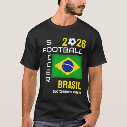2026 ANY YEAR BRASILブラジルサッカー名前をカスタムする Tシャツ (正面)