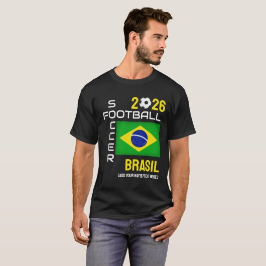 2026 ANY YEAR BRASILブラジルサッカー名前をカスタムする Tシャツ (正面フル)