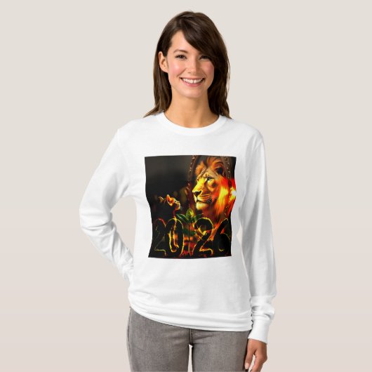 2026 Art やる気を起こさせる - Kitten Sees Lion in鏡 Tシャツ (正面フル)