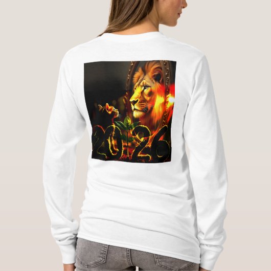 2026 Art やる気を起こさせる - Kitten Sees Lion in鏡 Tシャツ (裏面)