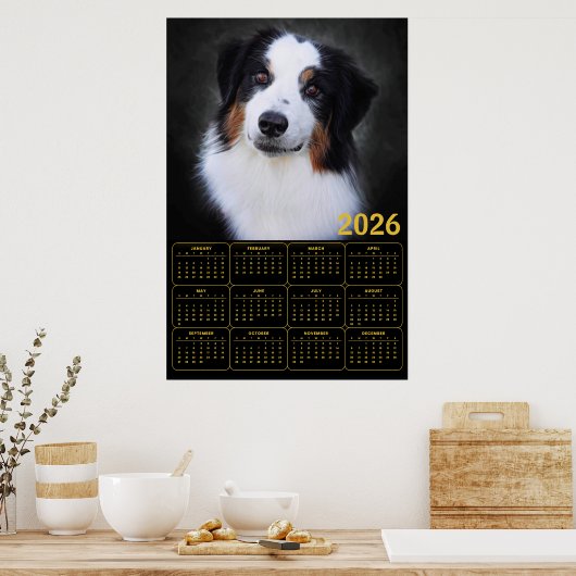 2026 Australian Shepherd Calendar ポスター (キッチン)