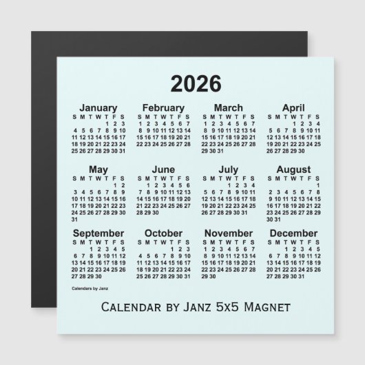 2026 Azure Calendar by Janz 5x5マグネット (正面/裏面)