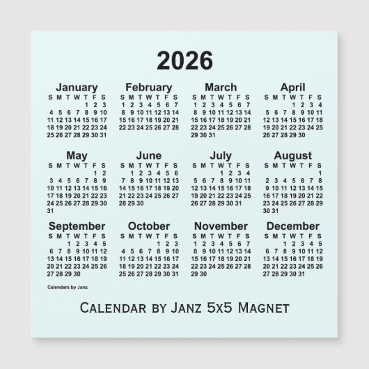 2026 Azure Calendar by Janz 5x5マグネット (正面)