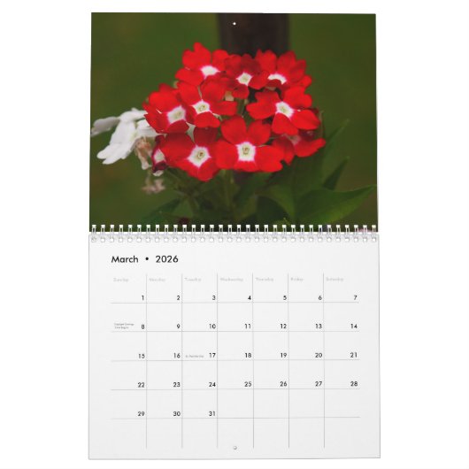 2026 Back Deck Flower Calendar カレンダー (3月 2026)