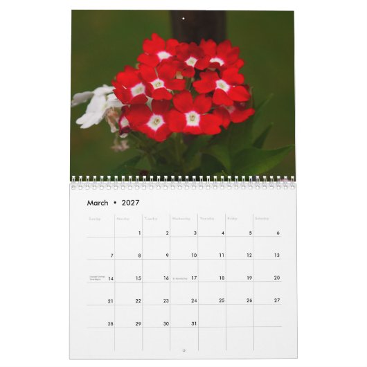 2026 Back Deck Flower Calendar カレンダー (3月 2027)