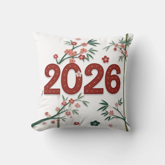 2026 Bamboo Numbers with Cherry Blossoms  クッション (正面)