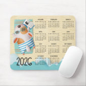 2026 Beach Dog Desk Calendar Mouse Pad マウスパッド (マウス)