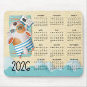 2026 Beach Dog Desk Calendar Mouse Pad マウスパッド (正面)