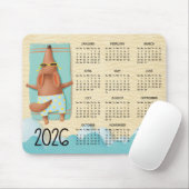 2026 Beach Dog Desk Calendar Mouse Pad マウスパッド (マウス)