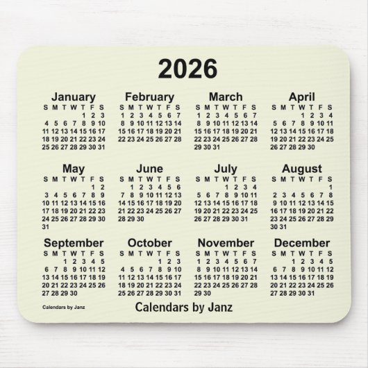 2026 Beige Calendar by Janz Mouse pad マウスパッド (正面)