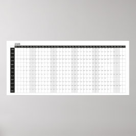 2026 Big Wall Black and White Planner  ポスター