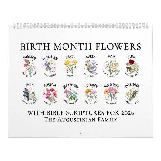 2026 BIRTH MONTH FLOWERS Christian Bible Verse カレンダー (カバー)