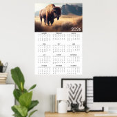 2026 Bison & Mountain Landscape Calendar ポスター (ホームオフィス)