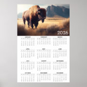 2026 Bison & Mountain Landscape Calendar ポスター (正面)