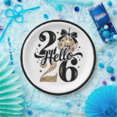 2026 Black And Gold New Year ペーパープレート (パーティー)