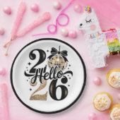 2026 Black And Gold New Year ペーパープレート (パーティー)