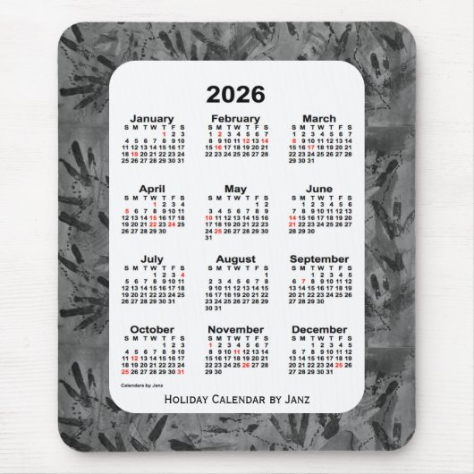 2026 Black Art Holiday Calendar by Janz マウスパッド (正面)