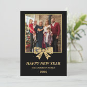 2026 Black & Gold Bow Family New Year Photo シーズンカード (スタンド正面)