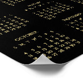 2026 Black Gold Full Year Home Office Calendar ポスター (角)