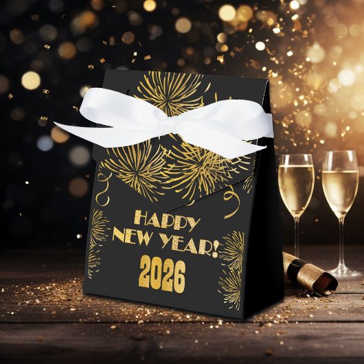 2026 Black Gold Glitter New Year's Eve Party  フェイバーボックス