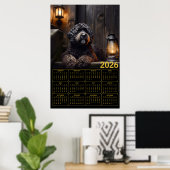 2026 Black Goldendoodle Calendar ポスター (ホームオフィス)