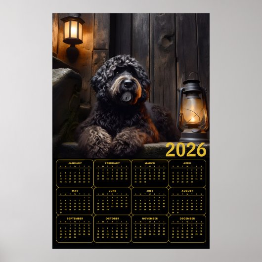 2026 Black Goldendoodle Calendar ポスター (正面)