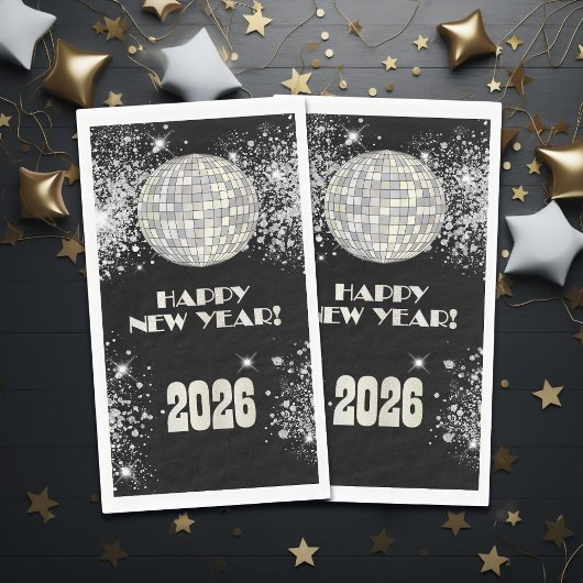 2026 Black Silver Glitter New Year's Eve Party 